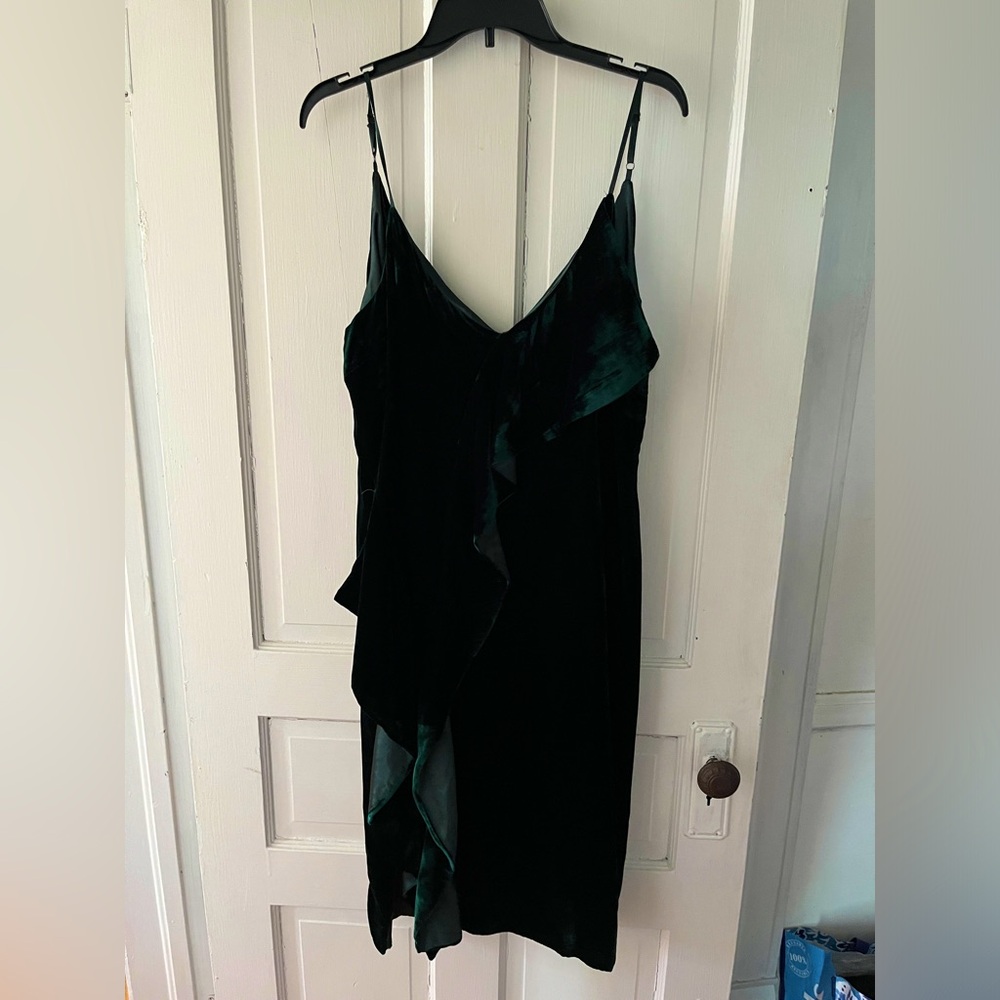 Emerald Green Velvet Midi Dress